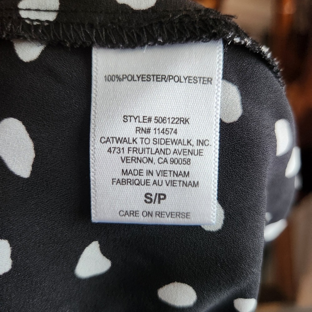 PLEIONE Black White Polka Dot Long Sleeve Collared Button Down Shirt Top S - Picture 4 of 5